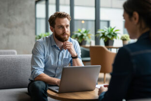Applicant discussing job opportunity during a recruitment interview