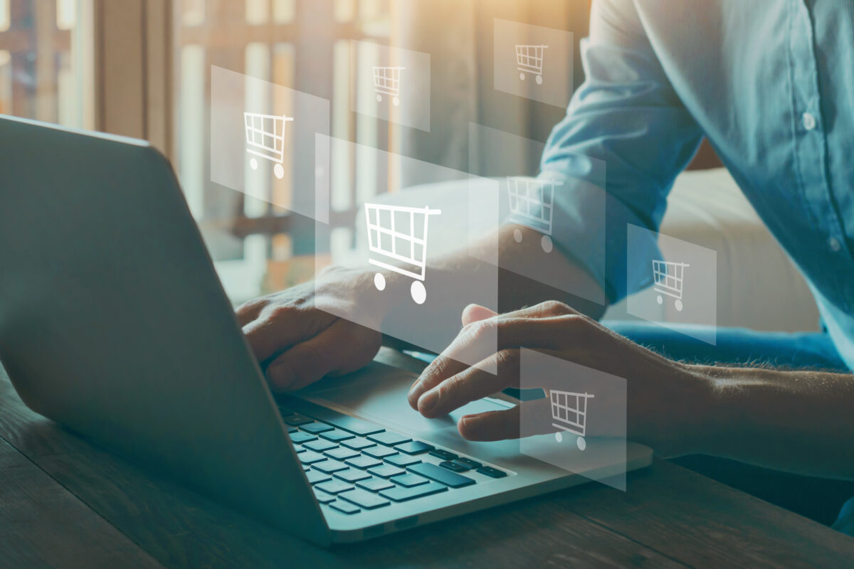 Order in online store, shopping on internet, concept on virtual