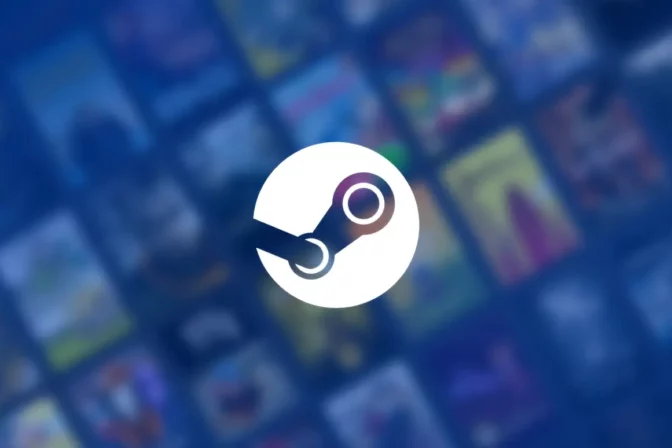 Logo Steam ako pozadie na pracovnej ploche počítača.
