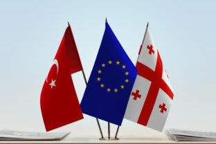 Flags of Turkey European Union and Georgia