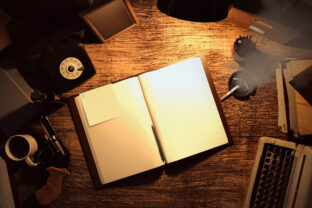 3d render illustration of detective table workspace.