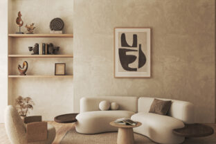 Contemporary classic white beige interior with furniture and decor. Empty wall mockup. 3d rendering. High quality 3d illustration