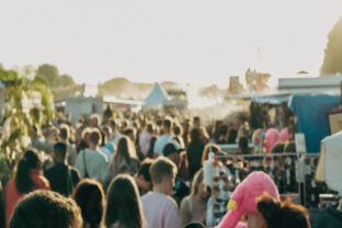 Blurred abstract view of a crowd at a festival