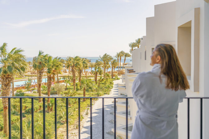 Photo from Hurghada in Egypt woman on balcony looking at sea
