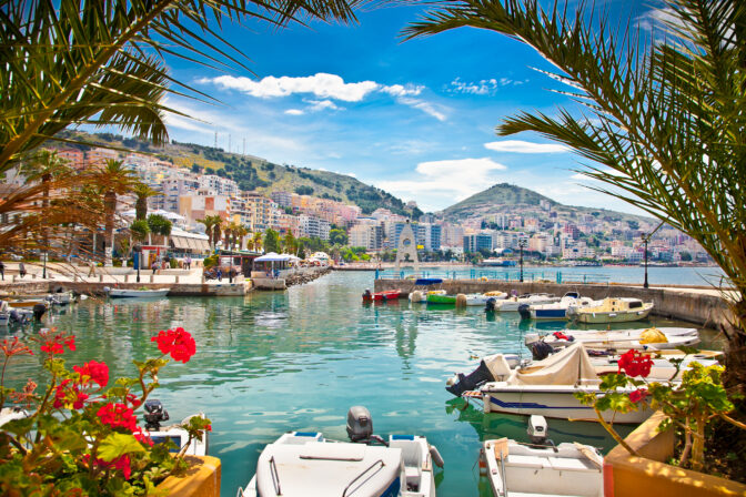 Saranda's  port  at ionian sea. Albania.