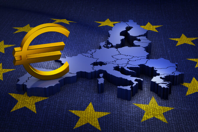 Sign  Euro on the  map