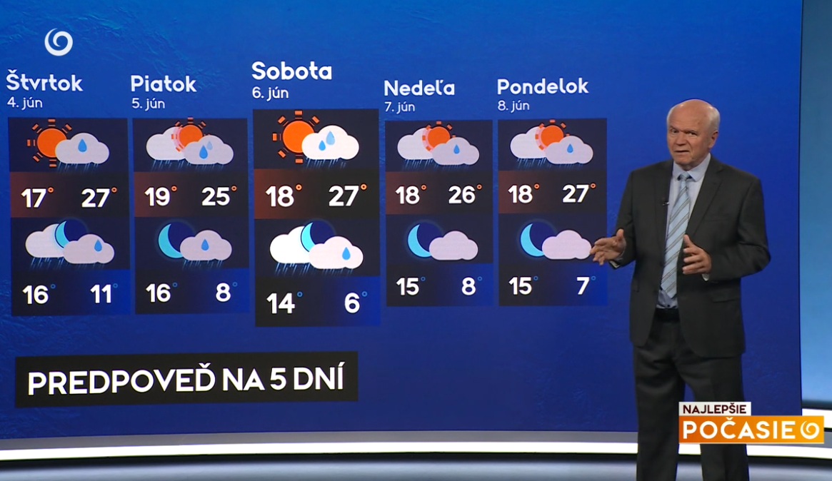 Meteorológ Peter Jurčovič a jeho predpoveď na 5 dní v relácii Najlepšie počasie na TV Joj.