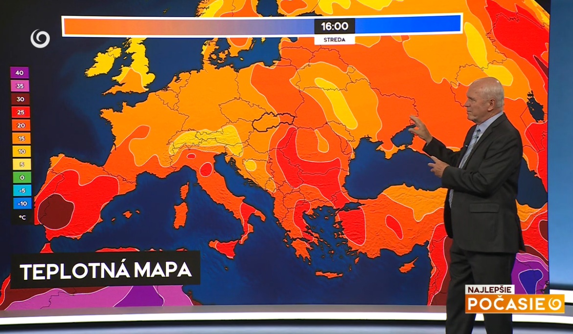 Meteorológ Peter Jurčovič v relácii Najlepšie počasie na TV Joj ukázal aj teplotnú mapu.