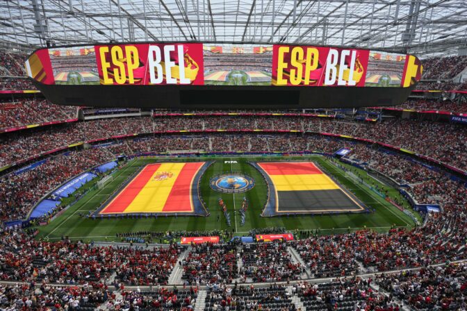 Fotografie zápasu štvrťfinále Španielsko - Belgicko na MS vo futbale 2026.