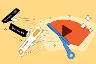 Ilustračný záber na obrazovku monitora s otvoreným videom na YouTube v prehliadači DuckDuckGo, kde namiesto reklamy svieti čisté video s ikonou úspešne zablokovaného obsahu.