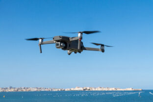 Flying Drone Over Sea near Syracuse Coastline