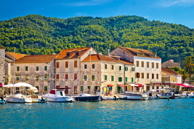 Stari Grad waterfront view, island of Hvar, Croatia