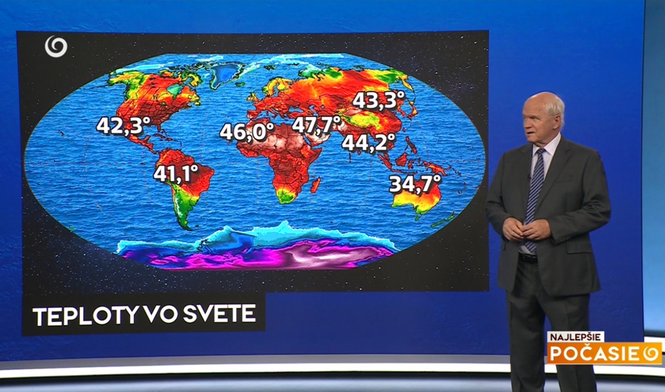 Meteorológ Peter Jurčovič v relácii Najlepšie počasie na TV Joj priblížil aj aktuálne teploty vo svete.