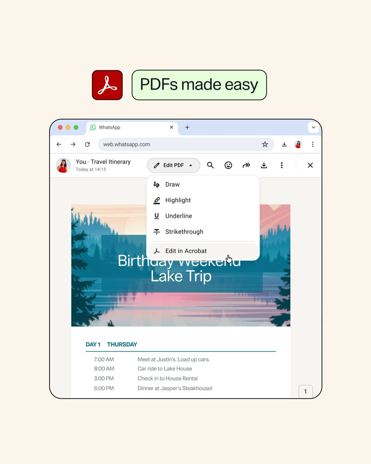 WhatsApp + Adobe acrobat budú spolupracovať