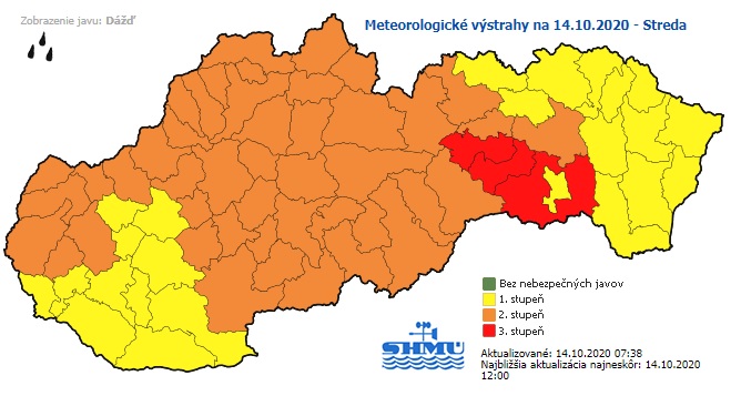 Výstraha,dážď