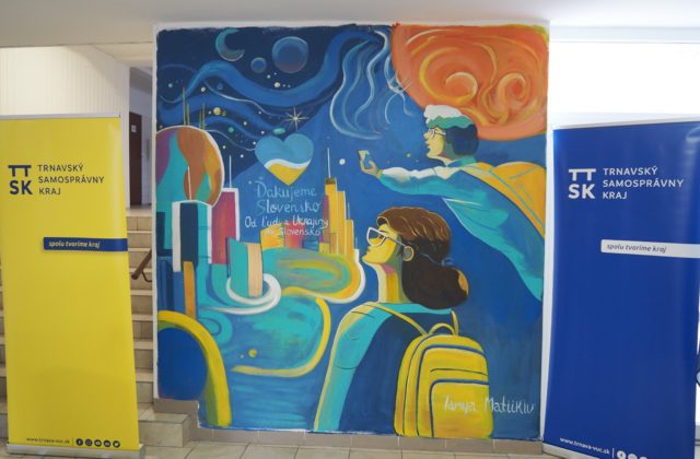 Ukrajinská umelkyňa vytvorila na strednej škole v Galante nástennú maľbu, ide o poďakovanie Slovensku za pomoc
