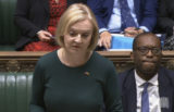 In this grab taken from video, Britain's Prime Minister Liz Truss delivers a speech in the House of Commons,to set out her energy plan to shield households and businesses from soaring energy bills, in London, Thursday, Sept. 8, 2022. Truss says her government will cap domestic energy prices for homes and businesses to ease the cost-of-living crisis. Truss told lawmakers Thursday that the two-year “energy price guarantee” means average household bills will be no more than 2,500 pounds ($2,872) a year for heating and electricity