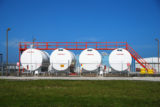 Four tanks of fuel at a fuel depot