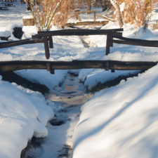 Wooden bridge and brook