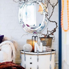 Bedroom mirror in bedroom with small table decoration 1.jpg