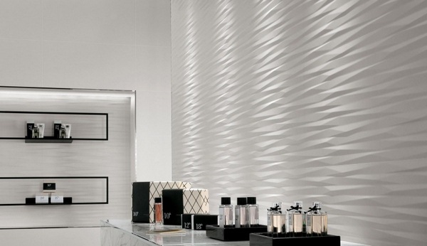 Creative wall design 3d ceramic tiles white structure linear chair black.jpg