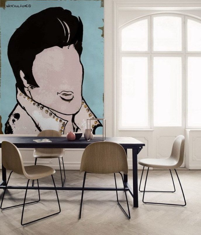 Dining room with elvis wall mural.jpg