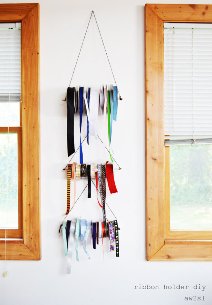 Diy ribbon wall storage.jpg