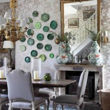 Floral wallpaper from ralph lauren sets the tone for a stylish shabby chic dining space.jpg