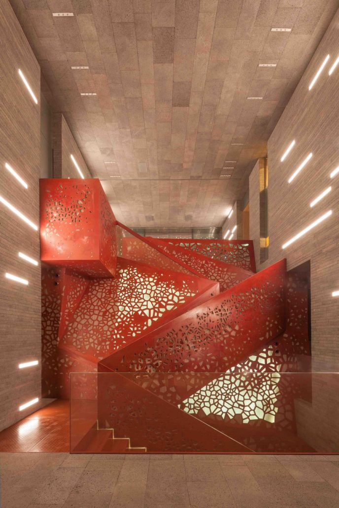 Copper staircase, Villa Mallorca. Arup.