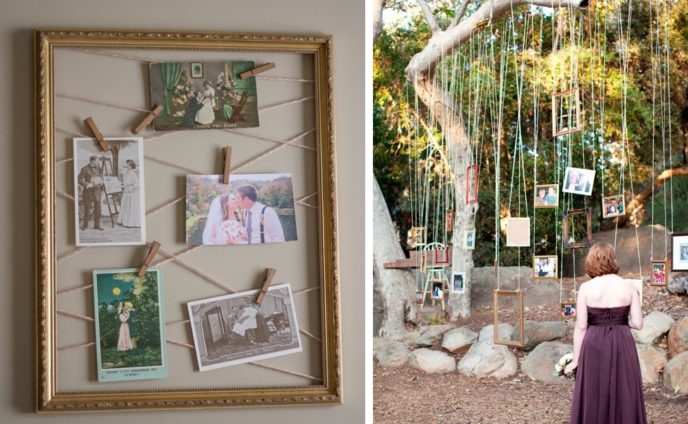 Diy yarn clothespin vintage frame ahandcraftedwedding.png