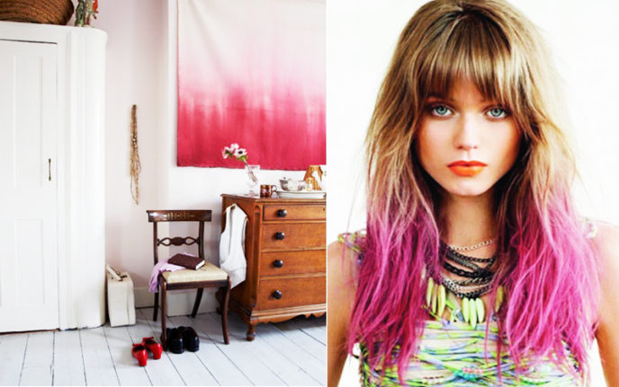 Pink hair pink wall decoration dip dye ombre.jpg