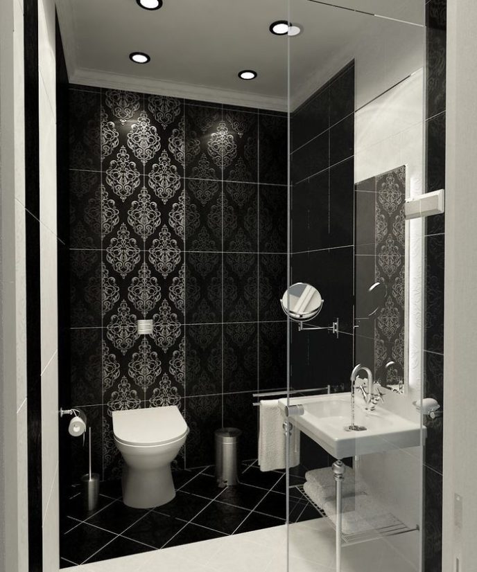 Modern classic style bathroom black and white tile.jpg