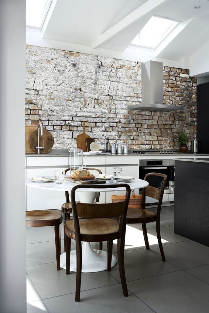 Post_aged brick wall wallpaper in the kitchen combines two hot design trends.jpg