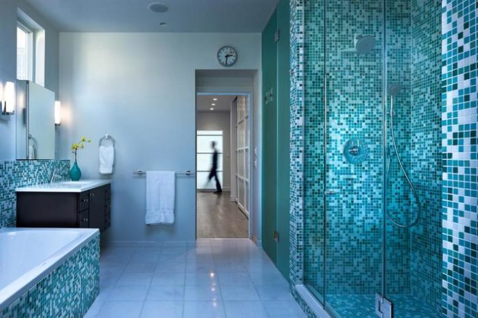 Post_dazzling modern design mosaic bathroom tiles blue color mosaic bathroom wall shower with glass door rectangle shape soaking bathtub dark brown color wooden bathroom vanity white marble top mosaic bat 1.jpg