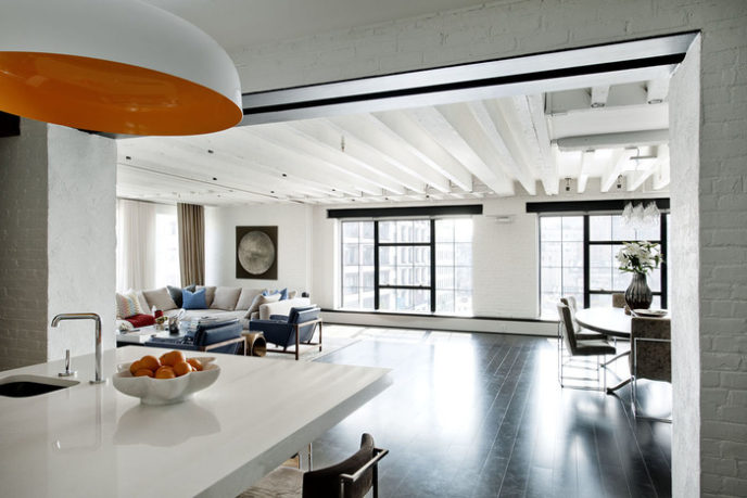 Post_an exposed white brick wall for kitchen hallway with hardwood flooring and amazing white pendant lamp.jpg