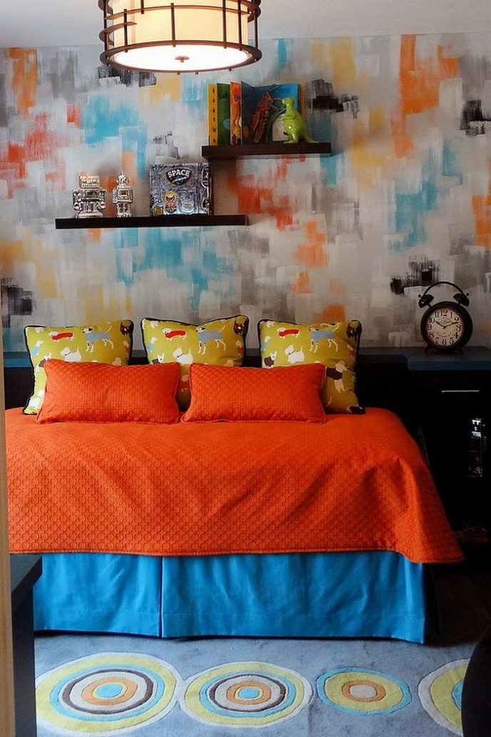 Post_beautiful girls bedroom idea with abstract blue and orange mural wall 1.jpg