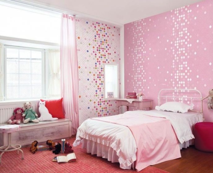 Post_bedroom kids room wonderful pink bedroom ideas with white iron single beds be equipped white fabric bedsheet in beds and red fabric round chair near beds also pink fabric sheer curtain on the window.jpg