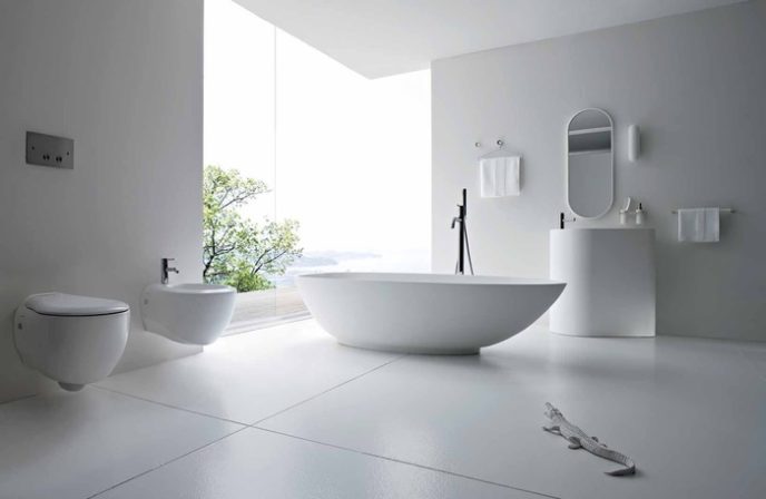 Post_modern white furniture set for small bathrooms oval shaped freestanding bathtub wall mounted toilet bidet set curved shape freestanding vanity unit framed oval wall mirror wall mounted towel rack and.jpg