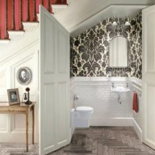 Post_traditional powder room with wallpaper tankless toilet and bathroom mirror i_g is pn3ieankvof1 kvx5a.jpg