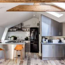 Attic kitchen with skylights and tiled backsplash 1.jpg