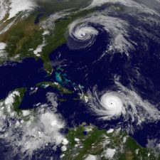 NOAA's GOES East satellite image of Hurricane Maria and Hurricane Jose in the Atlantic Ocean