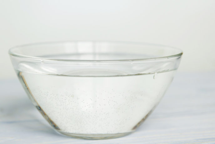 Water in a bowl on a white background