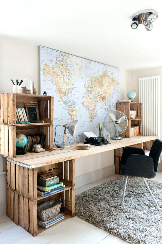 Wooden crate ideas wooden crates storage solutions creative office ideas world map.jpg