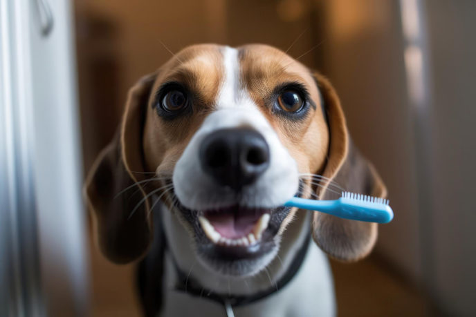 pes so zubnou kefkou