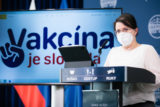 tátna tajomníčka Ministerstva zdravotníctva SR Jana Ježíková počas tlačovej konferencie o výsledkoch aplikácie Čakáreň po 24 hodinách, ktorá slúži na prihlasovanie na očkovanie proti COVID-19. Bratislava, 18. marec 2021.