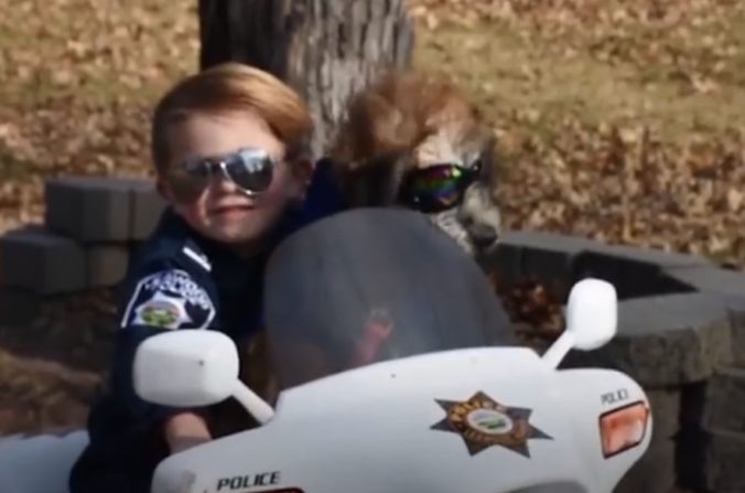 Cieľavedomý chlapček trénuje svojho psa, aby sa raz spolu mohli stať policajtmi